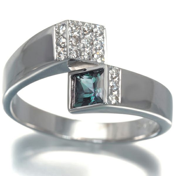ジェムケリー リング アレキサンドライト 0.497ct ダイヤ 0.15ct  14号 K18WG 鑑別書