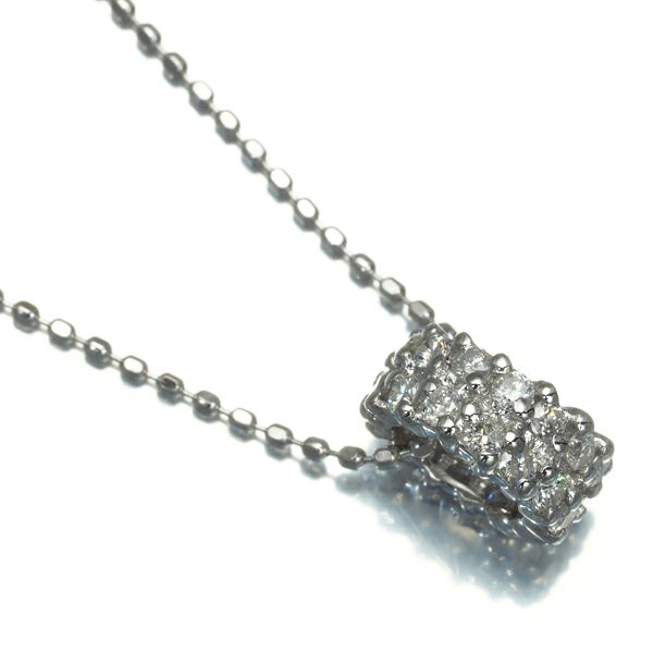 ダイヤ 0.30ct サークル ネックレス K18WG 