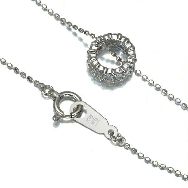 ダイヤ 0.30ct サークル ネックレス K18WG 