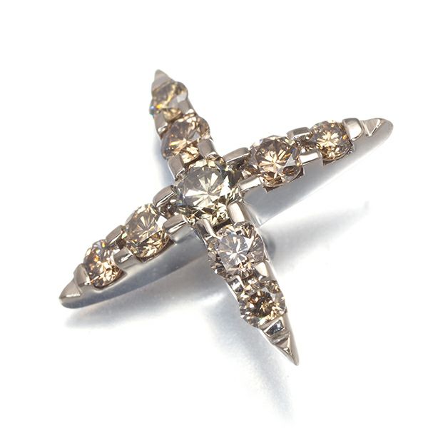 カシケイ ブローチ ブラウンダイヤ 0.50ct ネイキッド ピン K18BG 