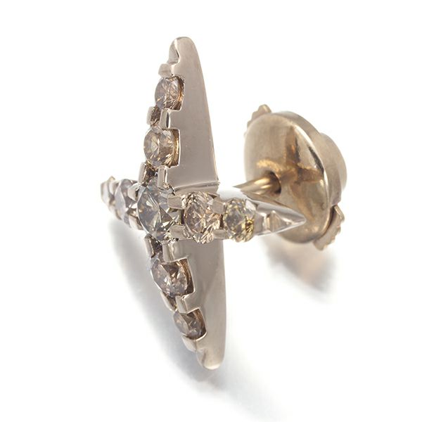 カシケイ ブローチ ブラウンダイヤ 0.50ct ネイキッド ピン K18BG 