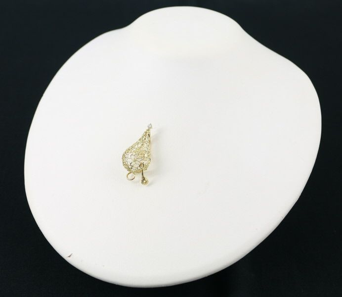 アクアマリン 19.30ct ダイヤ 0.05ct 3WAY ティアドロップ 彫金 ペンダントトップ K18YG