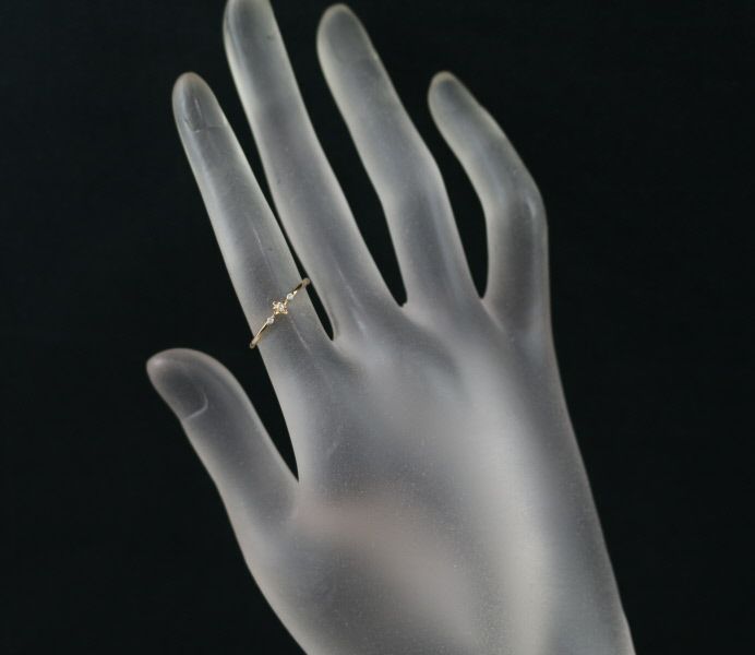 アガット リング ダイヤ 0.03ct  3P フラワー 8.5号 K18PG 