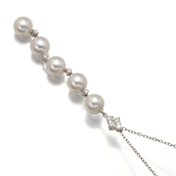 ミキモト ネックレス パール アコヤ真珠 7.7mm ダイヤ ロング K18WG 