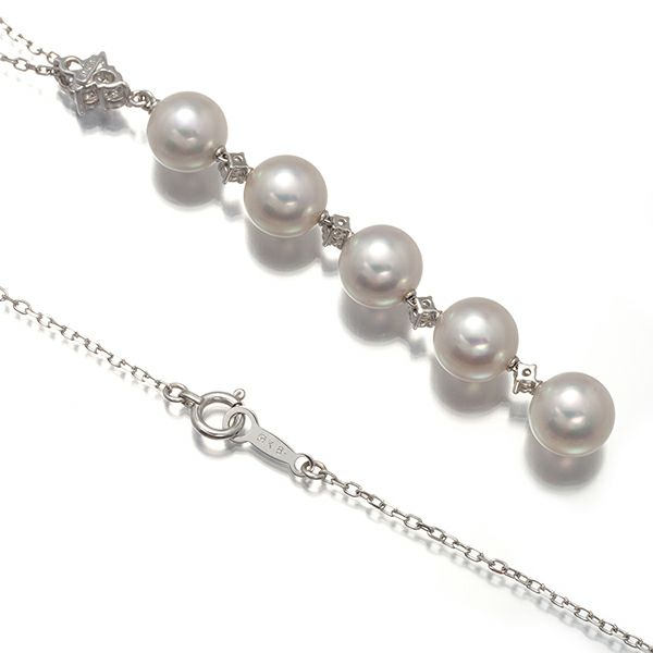 ミキモト ネックレス パール アコヤ真珠 7.7mm ダイヤ ロング K18WG 