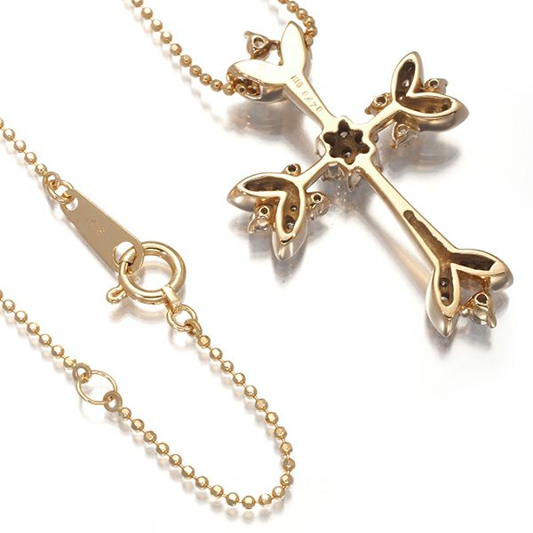 ダイヤ 0.470ct クロス  ネックレス K18PG 