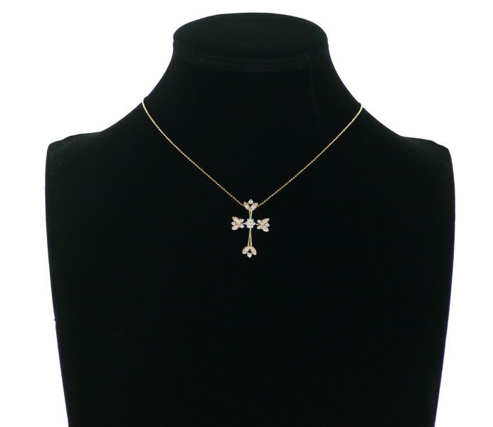 ダイヤ 0.470ct クロス  ネックレス K18PG 