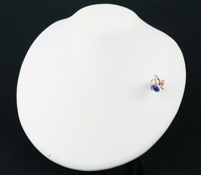 ミキモト ブローチ兼ペンダントトップ アコヤパール 真珠 6.8mm ラピスラズリ ピン 果実 K18PG/合金 
