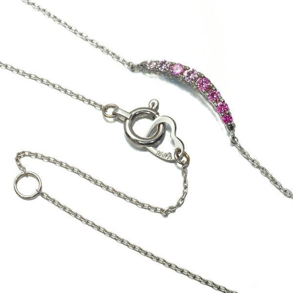 ポンテヴェキオ ネックレス ピンクサファイア 0.10ct ダイヤ 0.10ct リバーシブル K18WG 