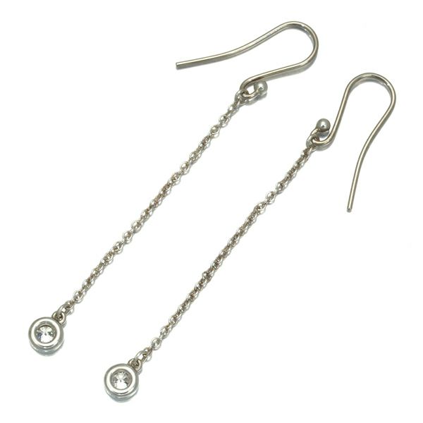 ティファニー ピアス ダイヤ 0.05/0.05ct バイザヤード ドロップ フック シルバー 925 