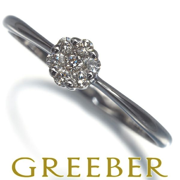 ダイヤ 0.10ct  フラワー リング K18WG 