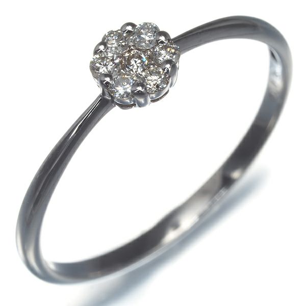 ダイヤ 0.10ct  フラワー リング K18WG 