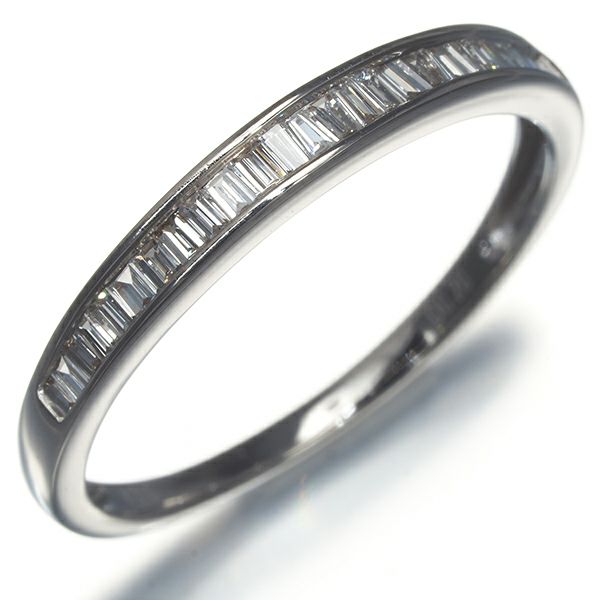 ダイヤ 0.20ct テーパーカット レールセッティング  リング K18WG 