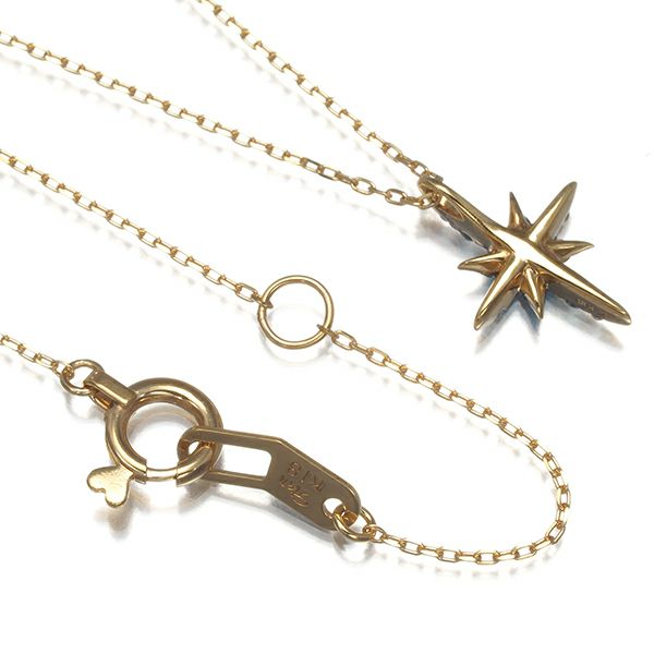 スタージュエリー ネックレス ダイヤ 0.05ct/0.01ct クロッシングスター  K18YG 