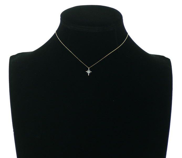 スタージュエリー ネックレス ダイヤ 0.05ct/0.01ct クロッシングスター  K18YG 