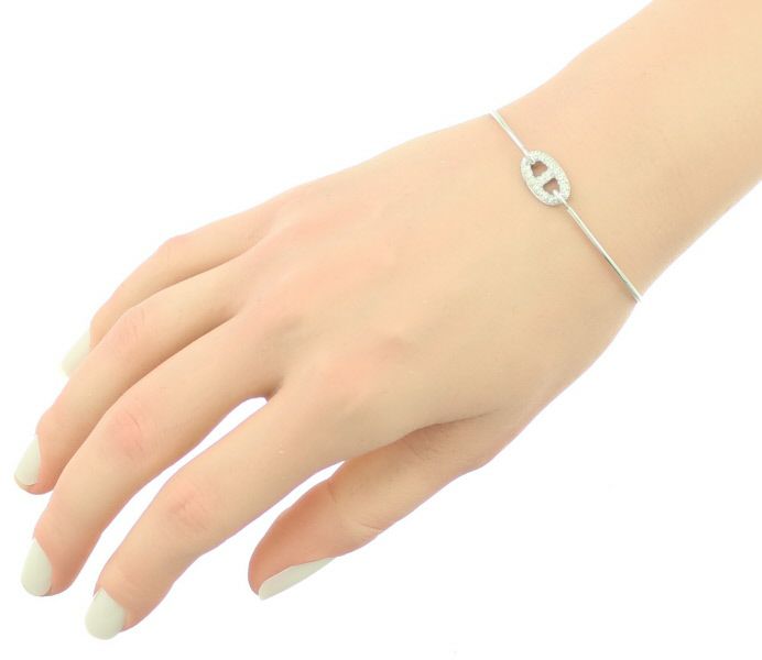 エルメス ブレスレット ダイヤ 0.32ct ロンドシェーヌダンクル バングル SH K18WG 