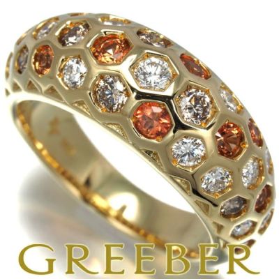 ポンテヴェキオ リング サファイア 0.60ct ダイヤ ダイヤモンド 0.55ct/0.41ct ハニカム 12号 K18【中古】BLJ