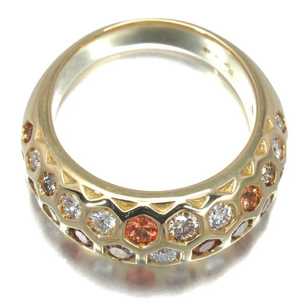 ポンテヴェキオ リング サファイア 0.60ct ダイヤ 0.55ct/0.41ct ハニカム 12号 K18