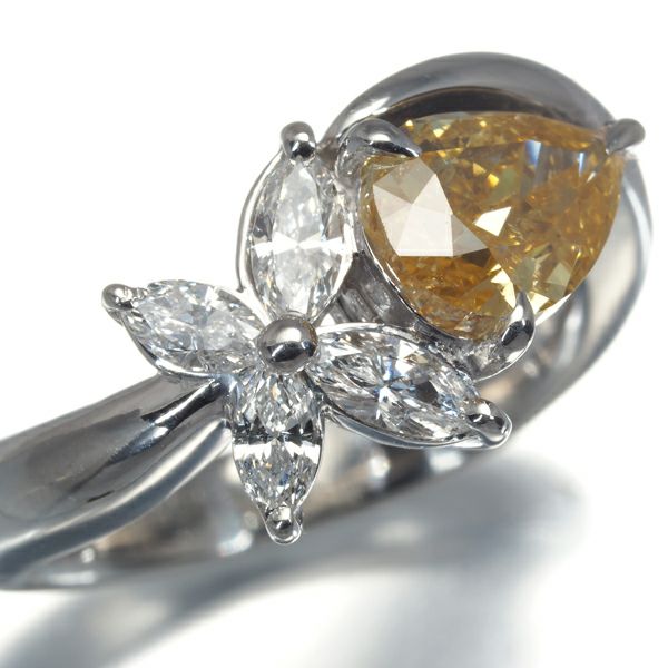 FANCY INTENSE ORANGY YELLOW ダイヤ 1.005ct SI2   リング Pt900 ソ