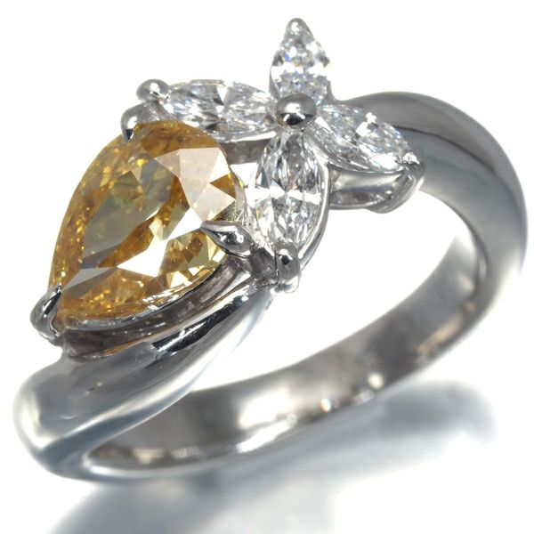 FANCY INTENSE ORANGY YELLOW ダイヤ 1.005ct SI2   リング Pt900 ソ