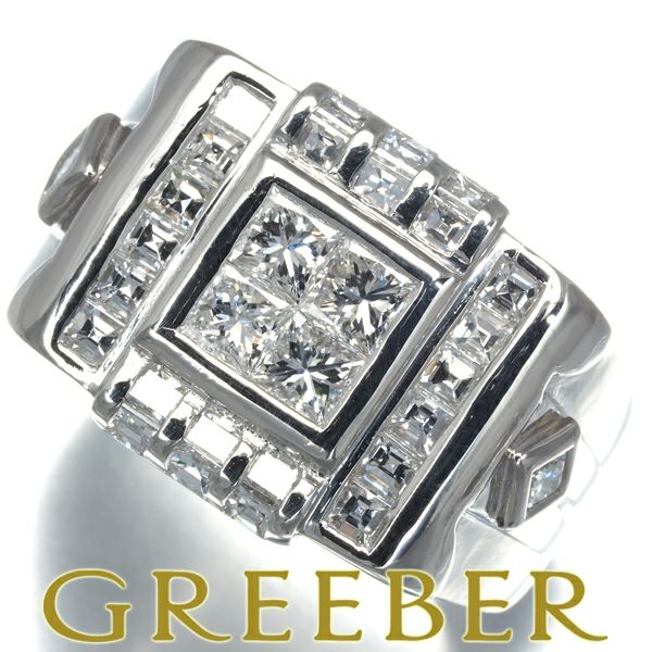 ダイヤ 1.64ct プリンセス スクエア 2種カット リング Pt900 
