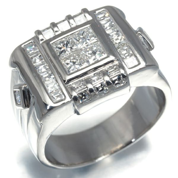 ダイヤ 1.64ct プリンセス スクエア 2種カット リング Pt900 