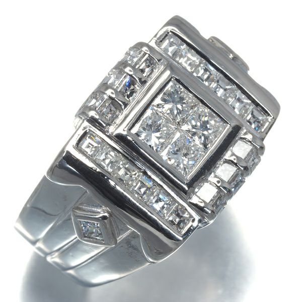 ダイヤ 1.64ct プリンセス スクエア 2種カット リング Pt900 