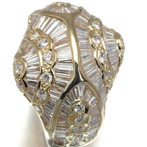 ダイヤ 2.9ct テーパー 2種カット  リング K18YG