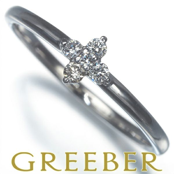 ダイヤ 0.09ct フラワー  リング K18WG 