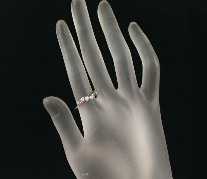ダイヤ 0.25ct ウェーブ 5P  リング K18PG 
