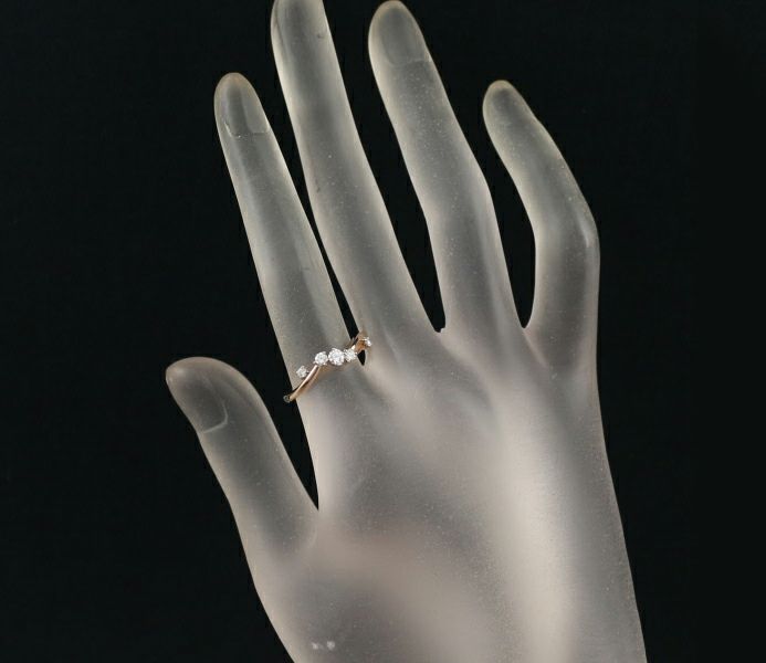 ダイヤ 0.25ct ウェーブ 5P  リング K18PG 