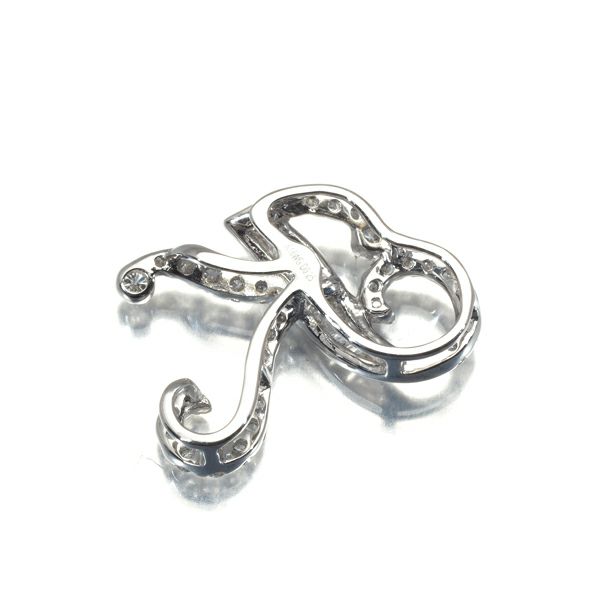 ダイヤ 0.25ct アルファベット イニシャル K 2種カット  ペンダントトップ K18WG 