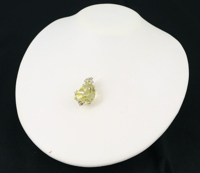 レモンクォーツ 30.53ct ダイヤ 0.21ct 特殊カット スター  ペンダントトップ K18YG 