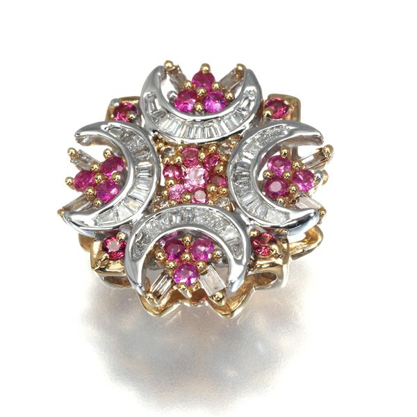 ルビー 0.15ct スピネル 0.10ct ダイヤ 0.18ct   ペンダントトップ K18