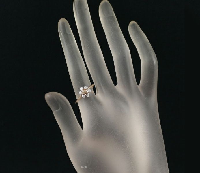 FANCY LIGNT BROWN ダイヤ 0.285ct VS1 フラワー  リング K18PG 鑑定書