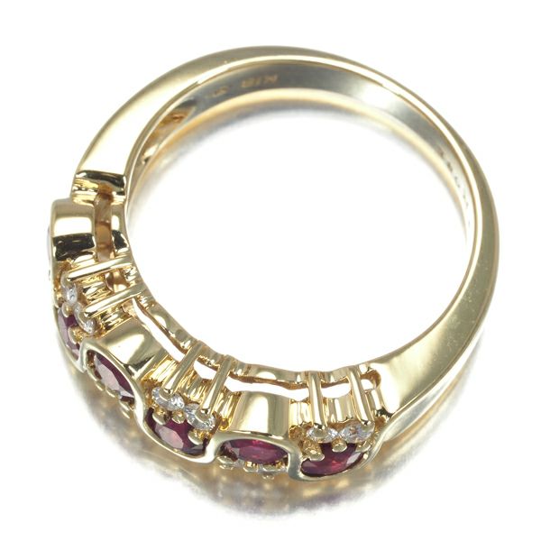 ミキモト リング ルビー 0.81ct ダイヤ 0.18ct  ウェーブ 10号 K18YG 