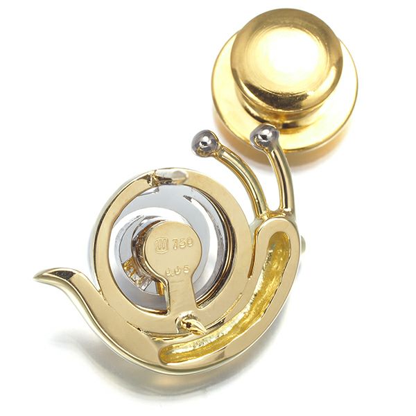 ウォルサム ブローチ ダイヤ 0.05ct オニキス  ピン カタツムリ アニマル K18YG/WG/合金 