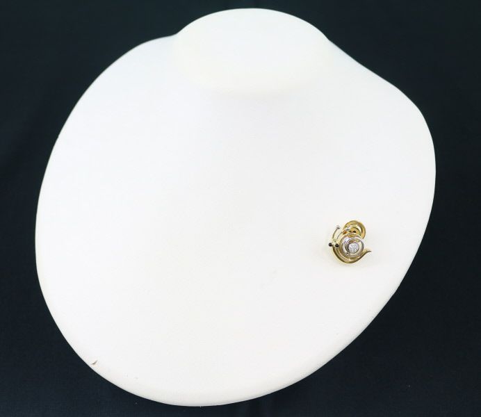 ウォルサム ブローチ ダイヤ 0.05ct オニキス  ピン カタツムリ アニマル K18YG/WG/合金 
