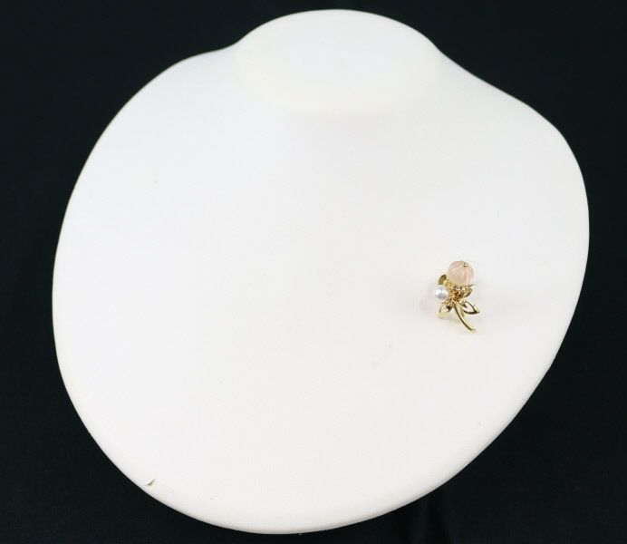 ミキモト ブローチ ローズクォーツ アコヤパール 真珠 5.7mm フラワー ピン K18YG/合金 