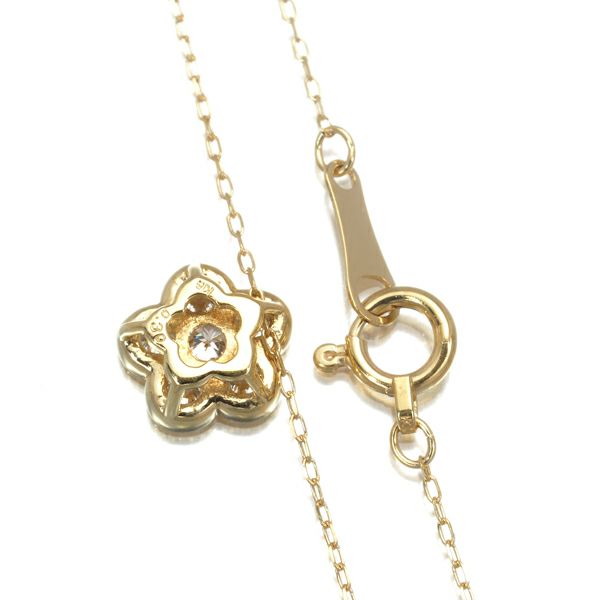 ダイヤ 0.30ct ミルグレイン フラワー  ネックレス K18YG 