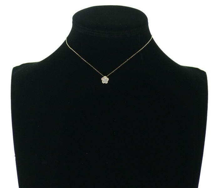 ダイヤ 0.30ct ミルグレイン フラワー  ネックレス K18YG 