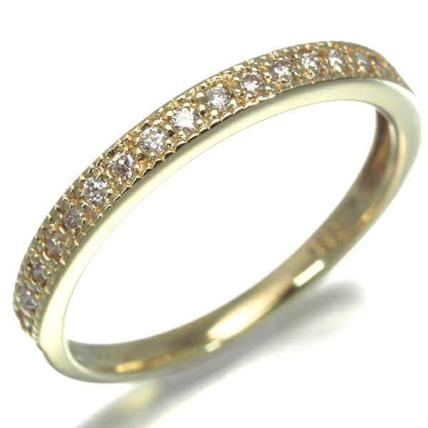 ダイヤ 0.13ct ミルグレイン ハーフエタニティ  リング K18YG 