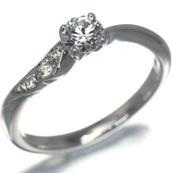 俄 リング ダイヤ 0.25ct F VS1 3EX/0.03ct 唐花 7.5号 Pt950 保証書/鑑定書