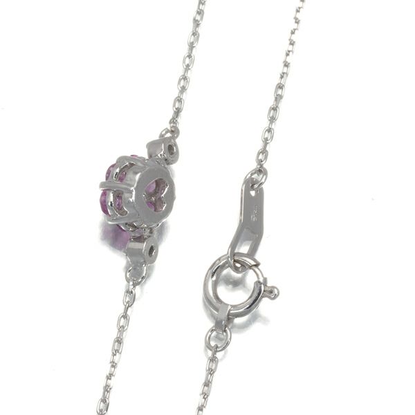 スタージュエリー ネックレス ピンクサファイア ダイヤ 0.06ct フラワー K18WG 