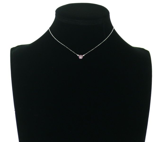 スタージュエリー ネックレス ピンクサファイア ダイヤ 0.06ct フラワー K18WG 