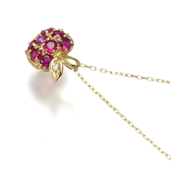 ベーネベーネ ネックレス ルビー 0.18ct ピンクサファイア ダイヤ アップル フルーツ K18YG