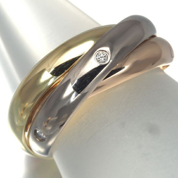 カルティエ トリニティリング ダイヤモンド スリーカラー クラシック 5P 49号 K18YG/WG/PG 