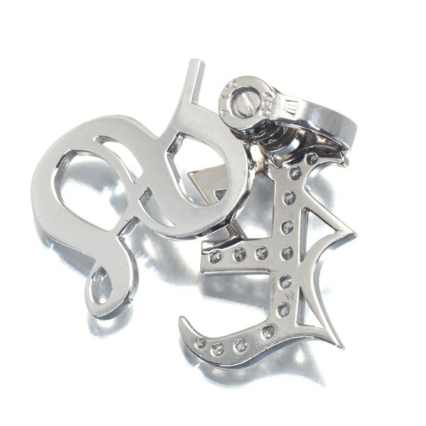 ウォルサム ペンダントトップ ダイヤ 0.14ct スウィング イニシャル K18WG 