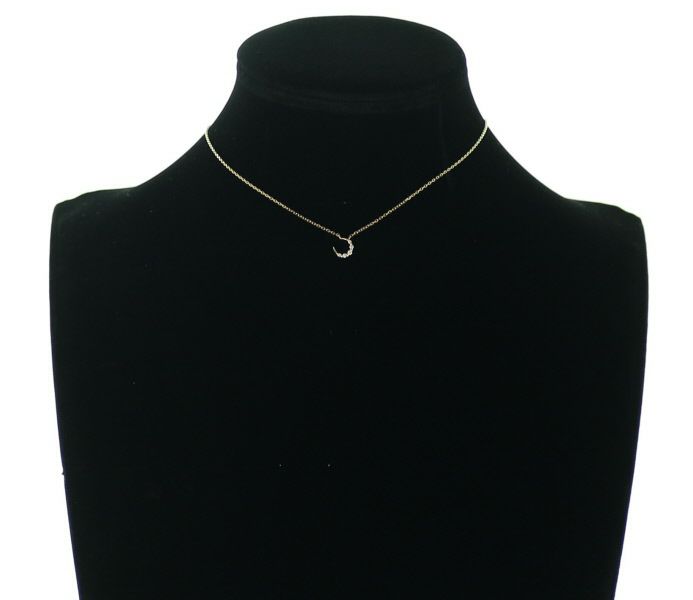 アガット ネックレス ダイヤ 0.049ct  ムーン K10YG 