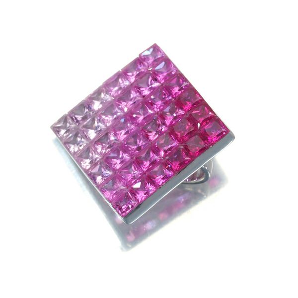 ピンクサファイア 1.98ct ミステリーセッティング グラデーション ペンダントトップ K18WG 